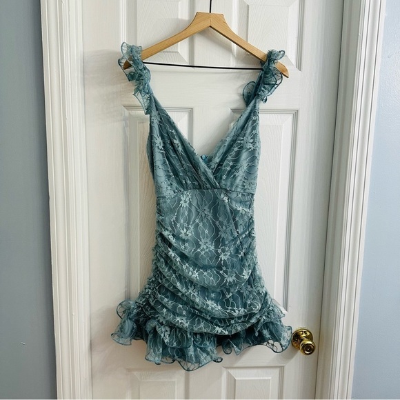 Angel Biba Dress Mini Lace Fairy Pastel Coquette Fitted Ruffle Size Small - Picture 4 of 9